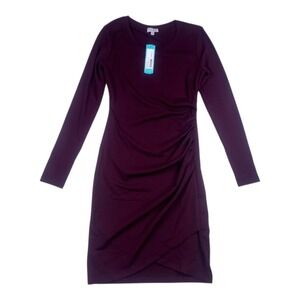 AVLN Studio Ruched Long Sleeve Bodycon Dress Burgundy XS NWT